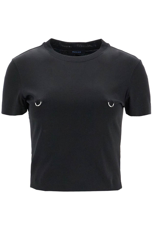 Mugler cropped t-shirt with piercing Topwear Mugler