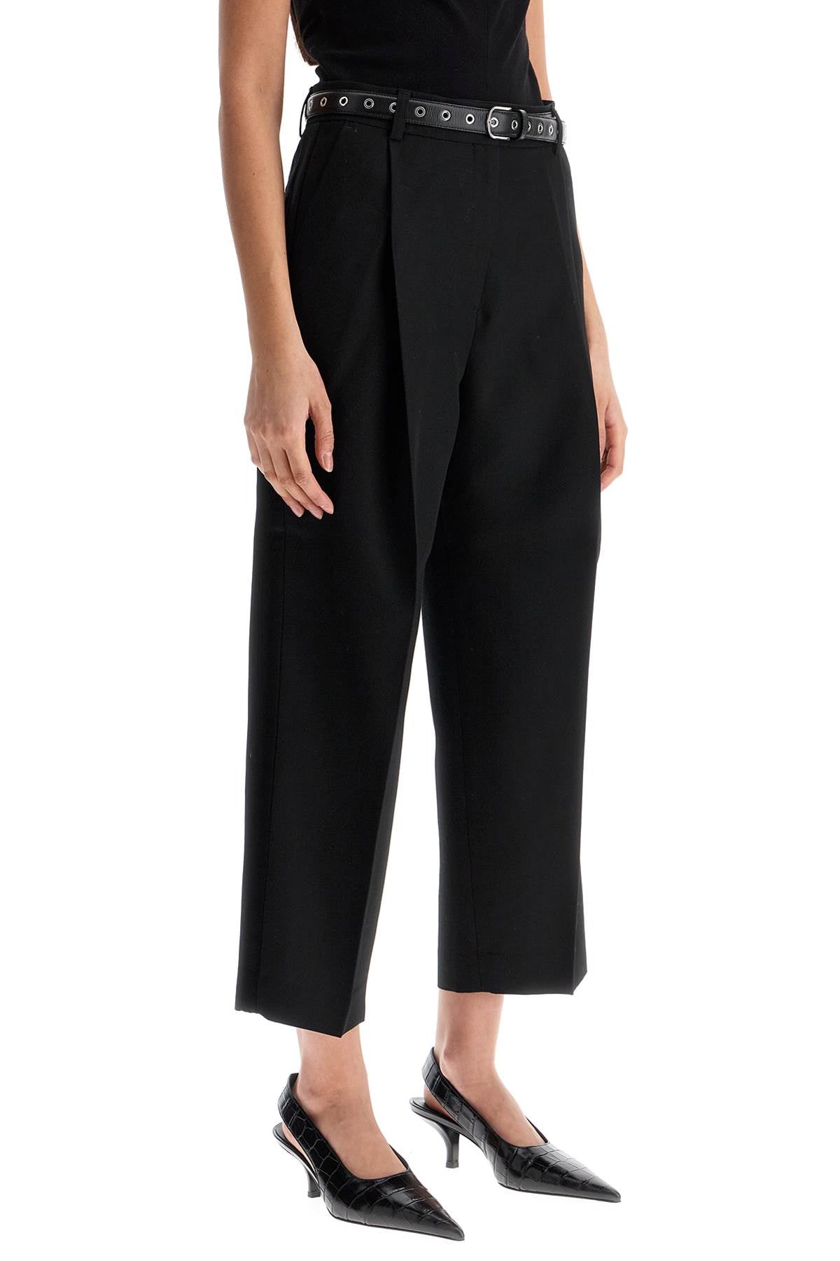 Toteme black recycled wool wide leg trousers Trousers Toteme