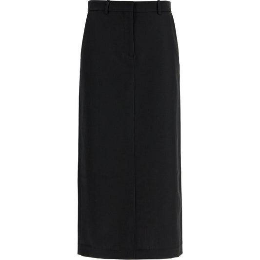 Toteme black midi straight low-waisted skirt in recycled polyester and wool