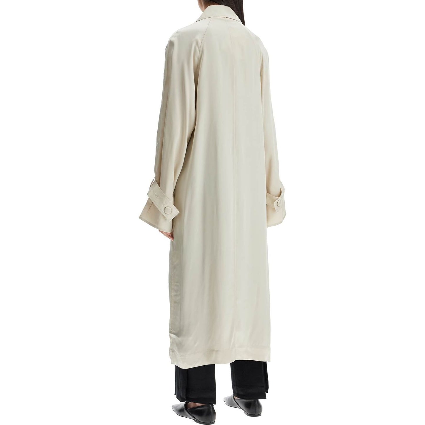 Toteme long white satin trench dress in viscose Jackets Toteme