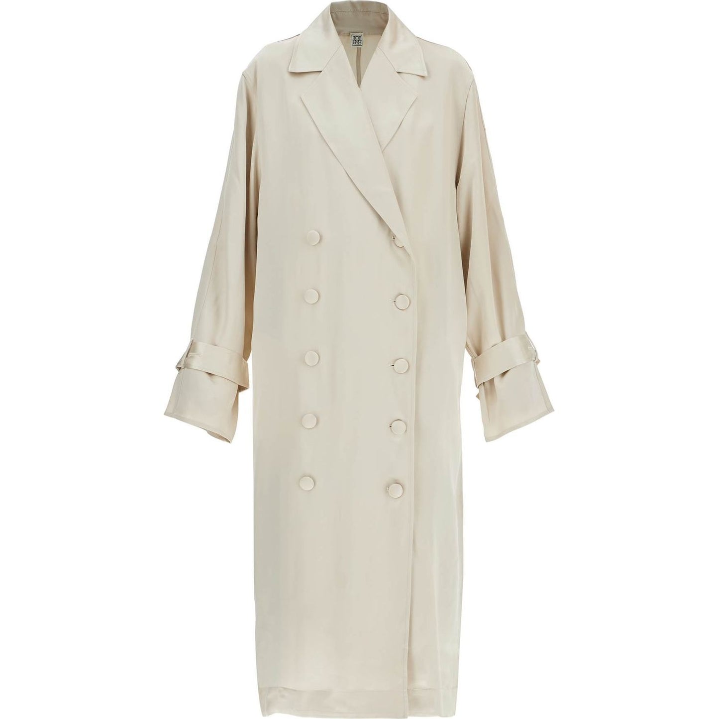 Toteme long white satin trench dress in viscose Jackets Toteme