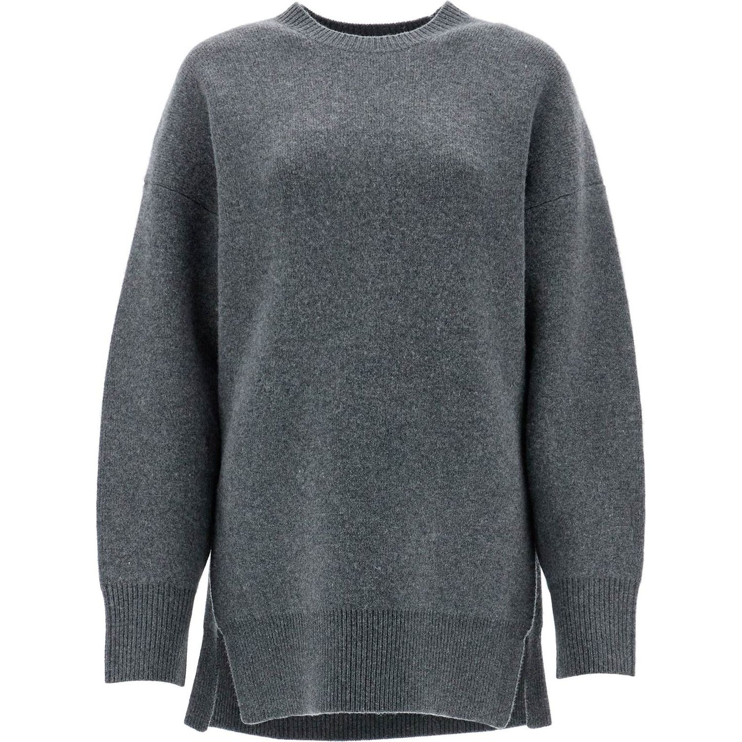 Toteme gray melange wool and cashmere sweater with wide neck Knitwear Toteme