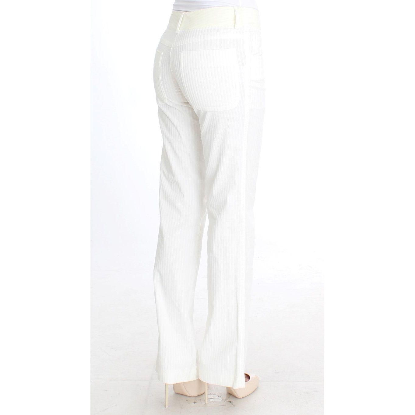 Ermanno Scervino Chic White Striped Straight Fit Pants Ermanno Scervino