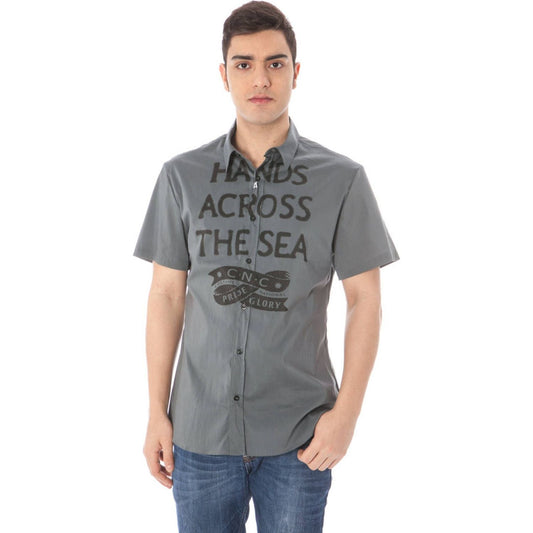 Costume National Gray Cotton Men Shirt Costume National