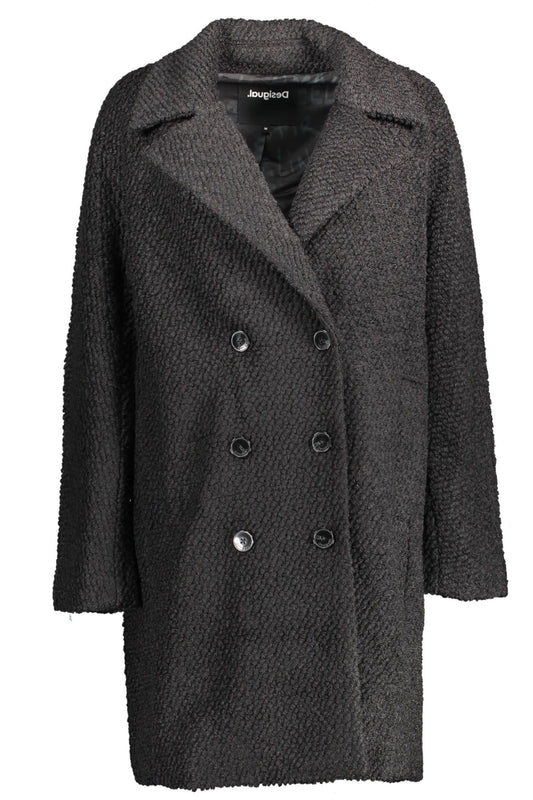 Desigual Black Wool Women Coat Desigual