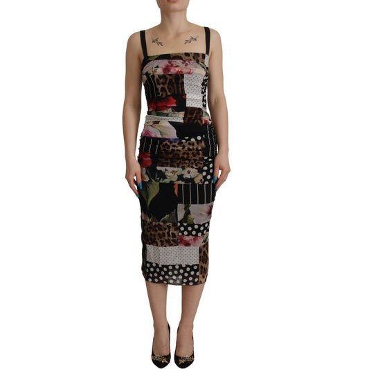 Dolce & Gabbana Elegant Patchwork Midi Silk Blend Dress Dolce & Gabbana