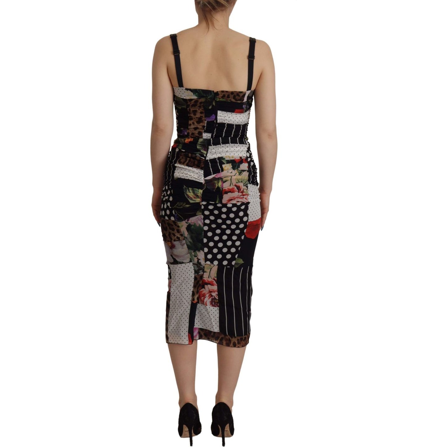 Dolce & Gabbana Elegant Patchwork Midi Silk Blend Dress Dolce & Gabbana