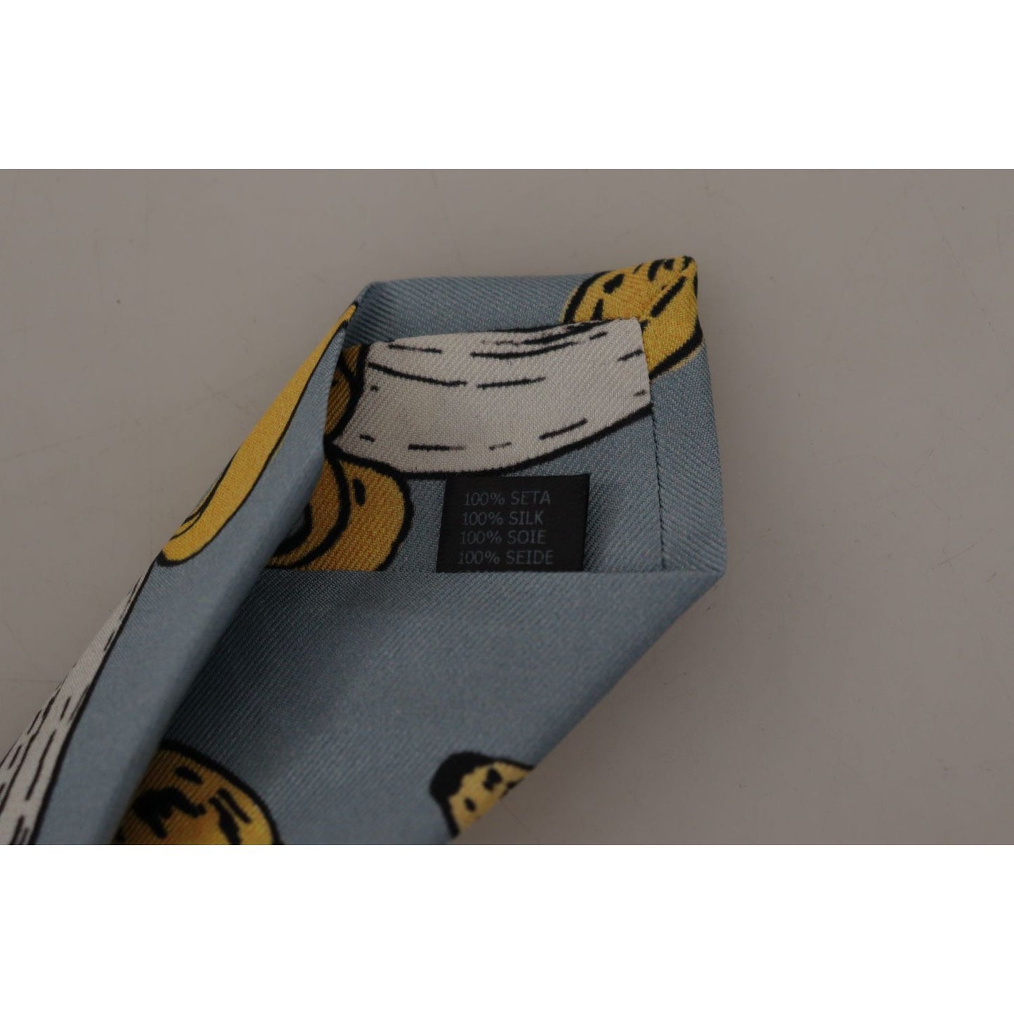 Dolce & Gabbana Elegant Blue Banana Print Silk Tie Dolce & Gabbana