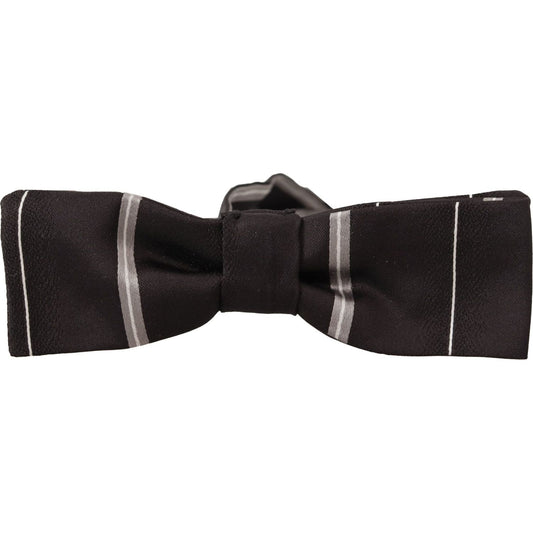 Dolce & Gabbana Elegant Silk Bow Tie in Black and Grey Dolce & Gabbana