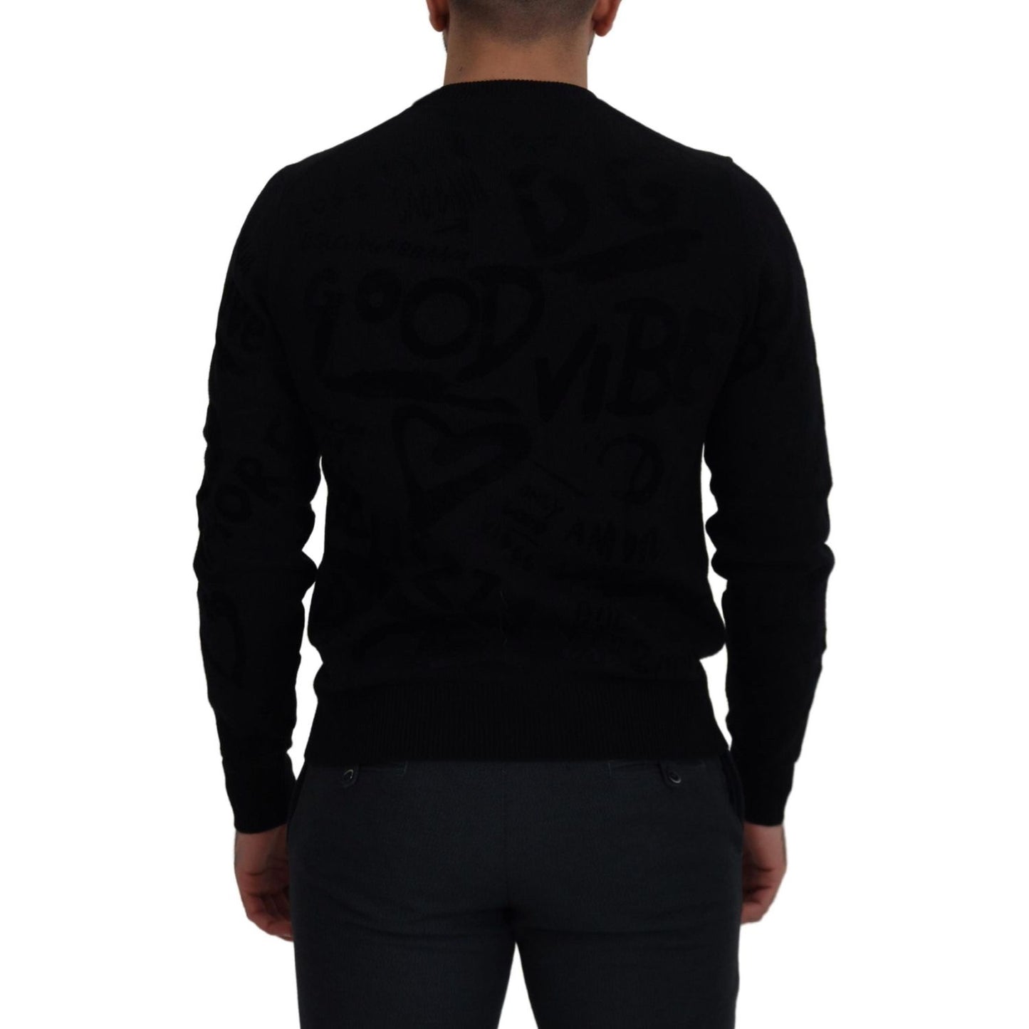 Dolce & Gabbana Elegant Black Logo Wool Sweater Dolce & Gabbana