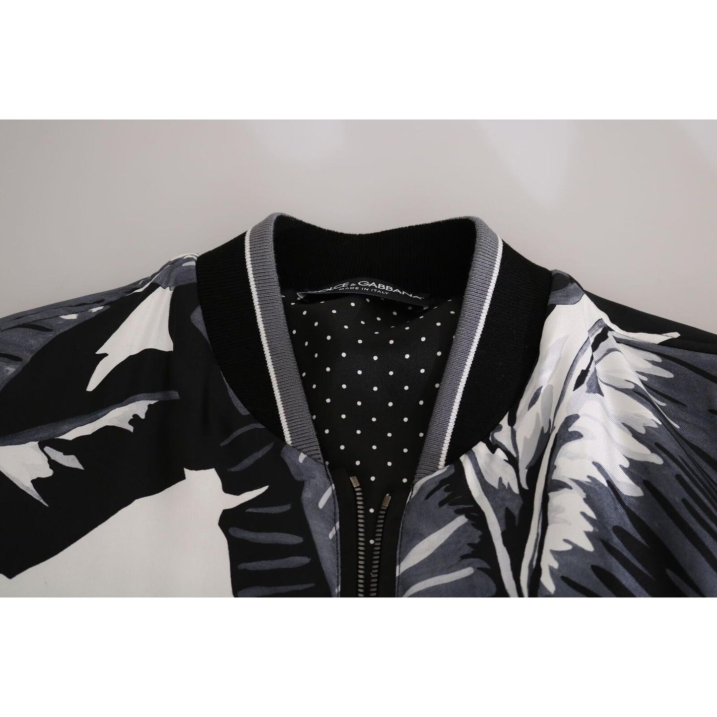 Dolce & Gabbana Elegant Banana Leaf Print Silk Bomber Jacket Dolce & Gabbana