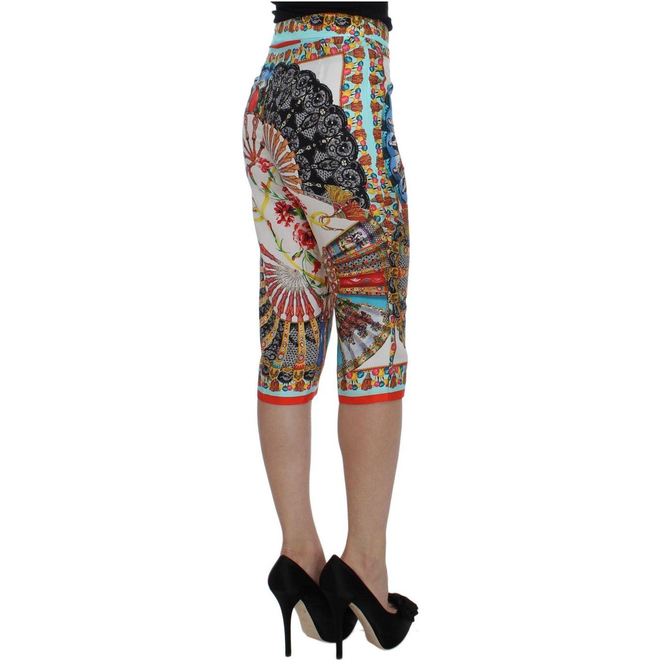 Dolce & Gabbana Multicolor Majolica Silk Capri Pants Dolce & Gabbana