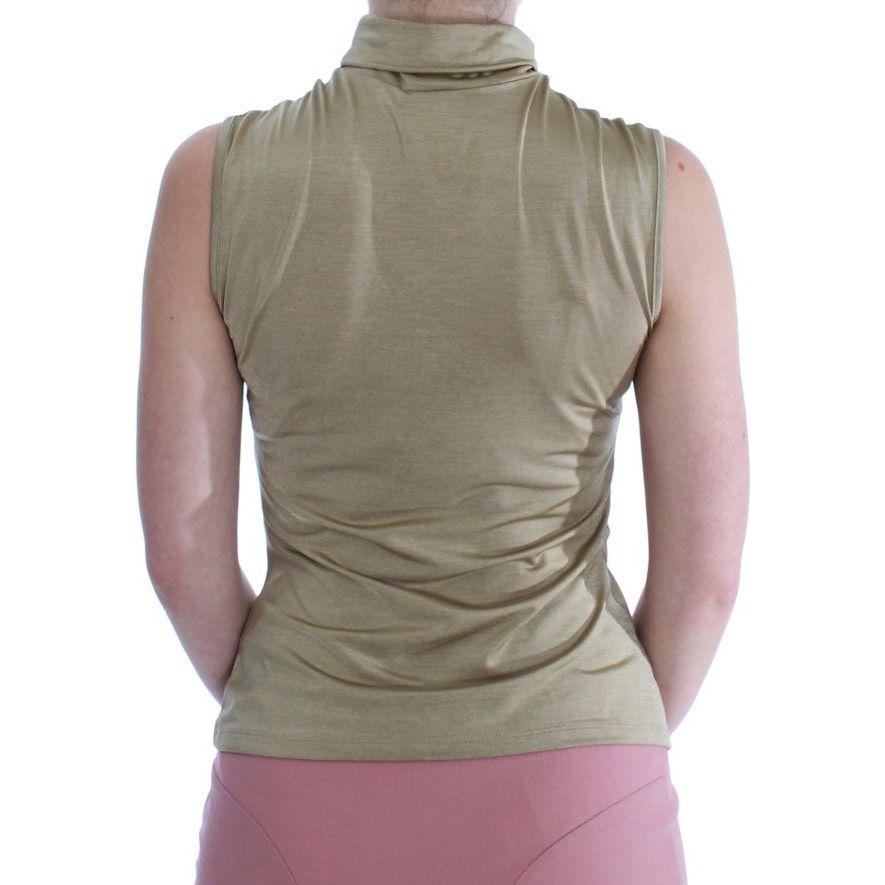 Exte Glamorous Gold Turtleneck Vest Top Exte