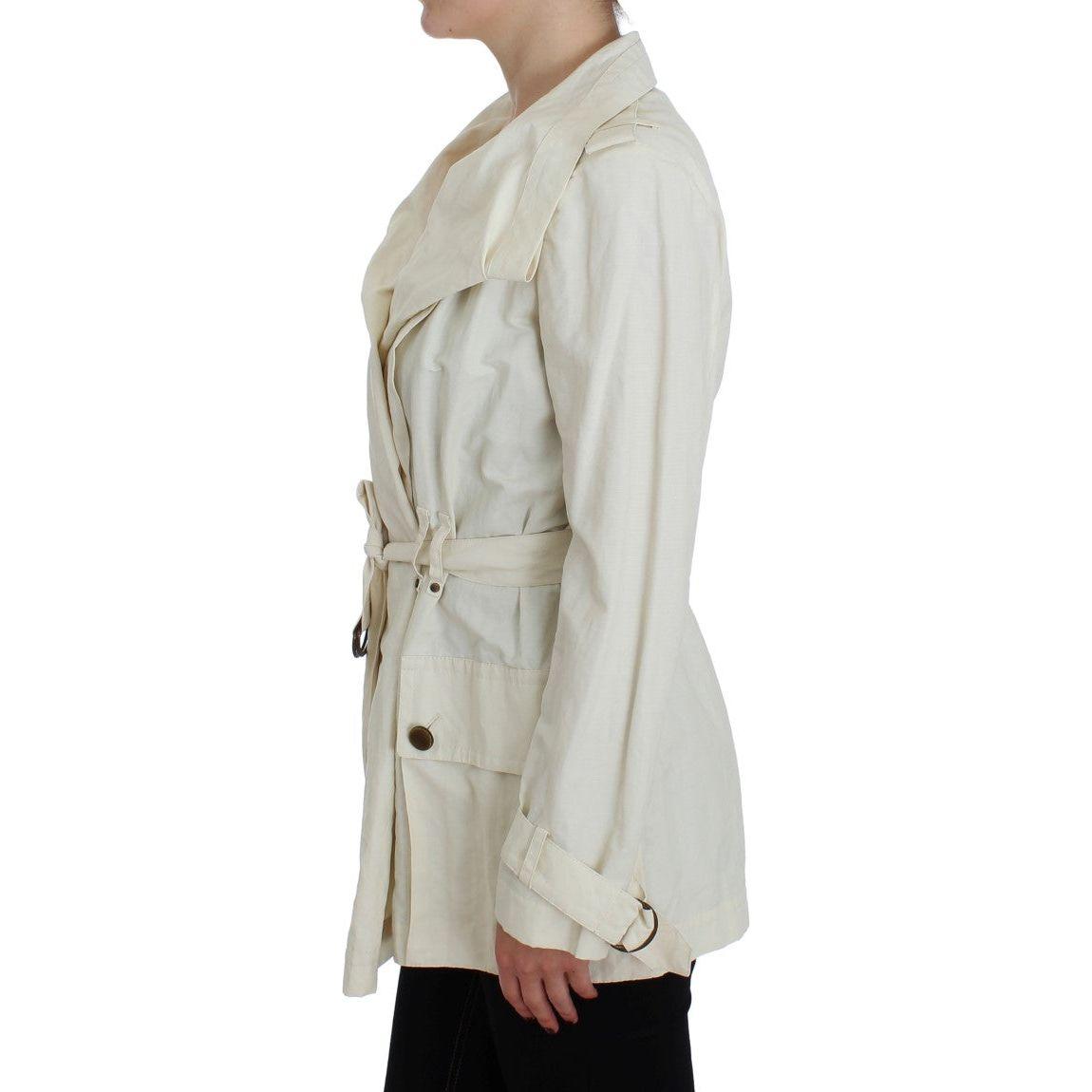 PLEIN SUD Elegant White Wrap Trench Jacket Coats & Jackets PLEIN SUD