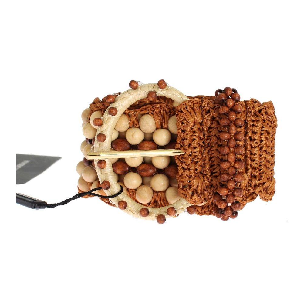 Dolce & Gabbana Elegant Beaded Raffia Waist Belt Belt Dolce & Gabbana