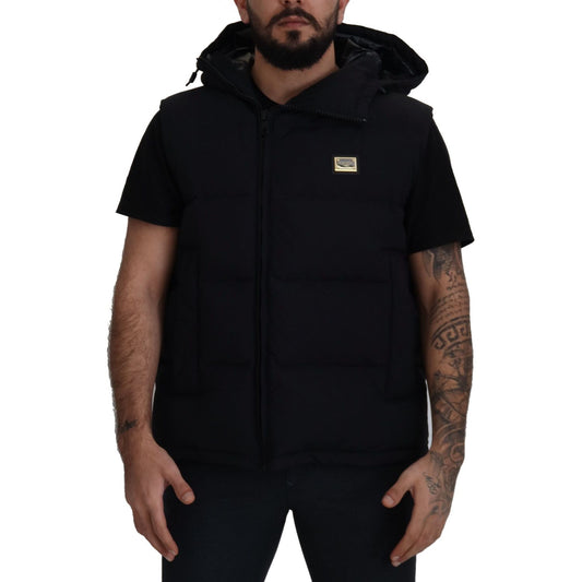 Dolce & Gabbana Sleek Black Hooded Short Sleeve Jacket Dolce & Gabbana