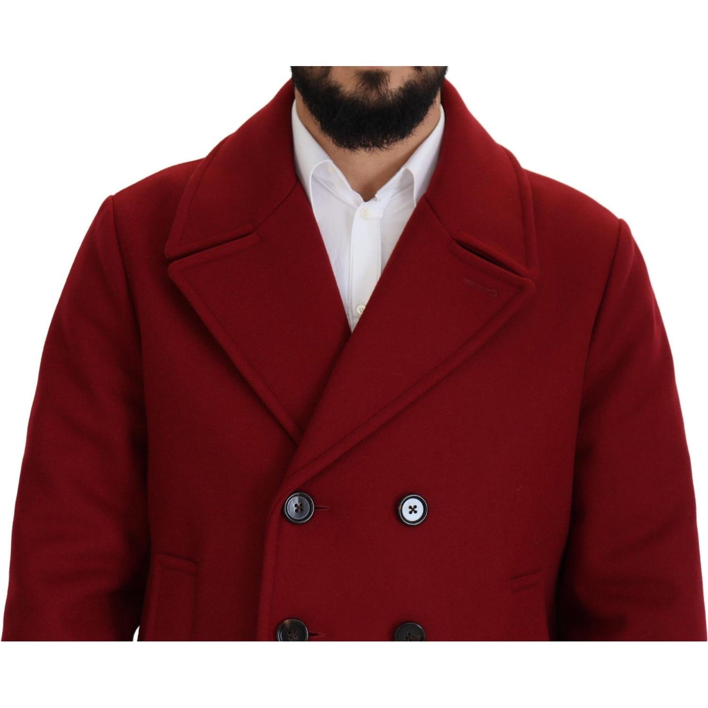 Dolce & Gabbana Elegant Red Double Breasted Wool Jacket Dolce & Gabbana