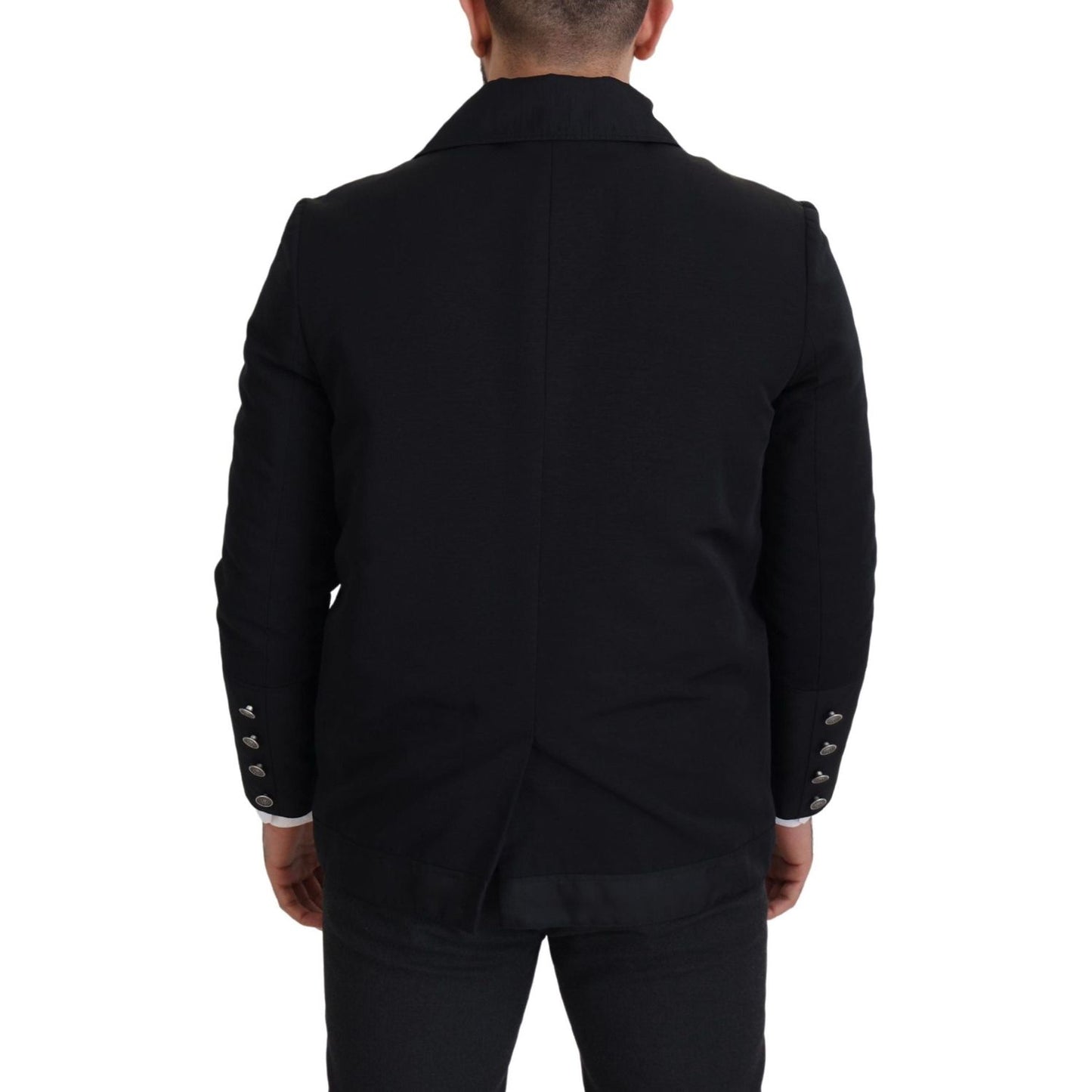 Dolce & Gabbana Elegant Full Zip Black Wool Blend Jacket Dolce & Gabbana