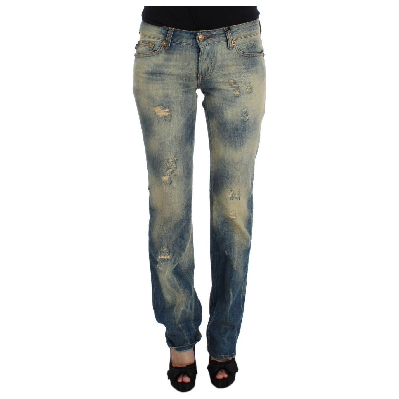 Cavalli Elegant Slim Bootcut Blue Jeans Cavalli