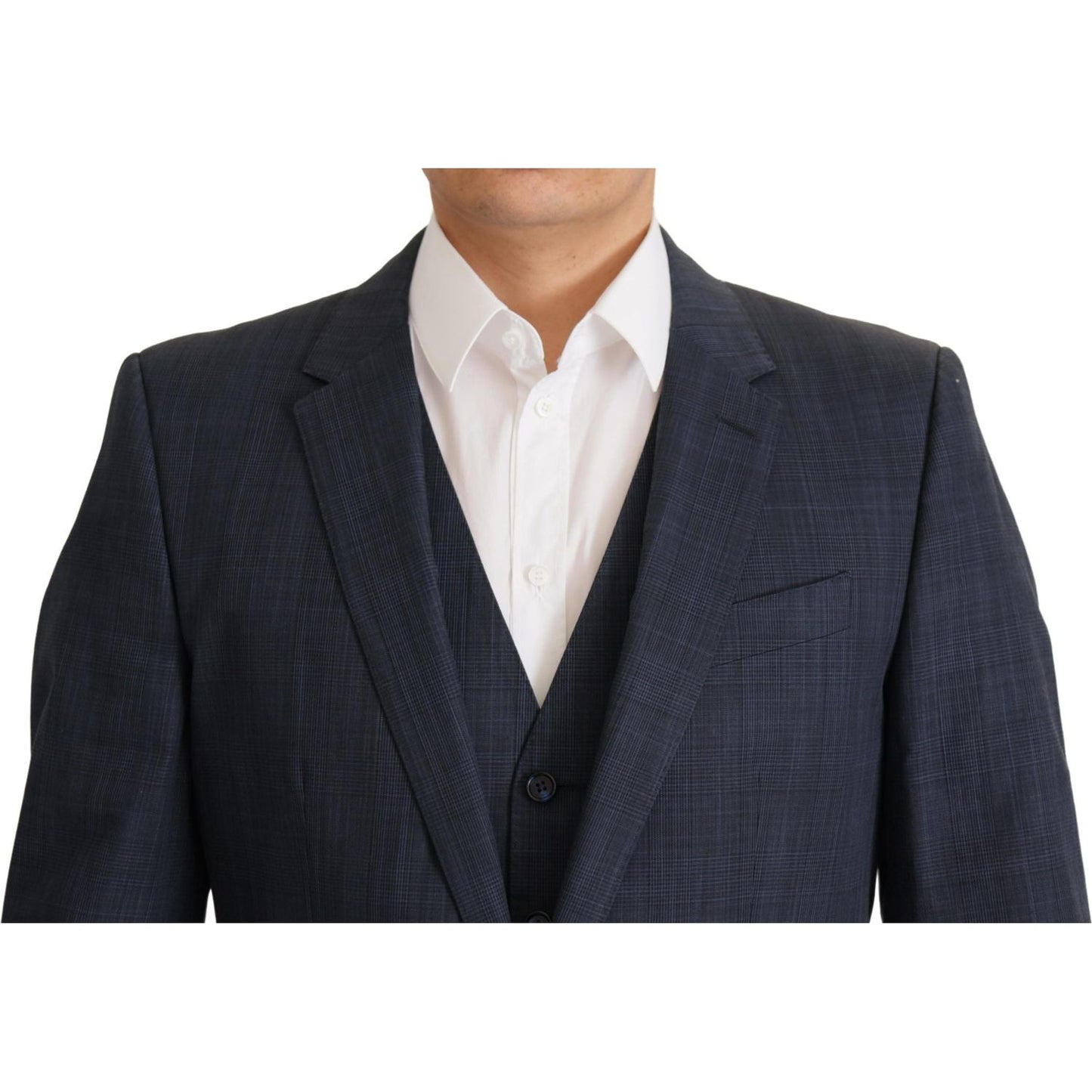 Dolce & Gabbana Elegant Dark Blue Cotton Three Piece Martini Suit Suit Dolce & Gabbana