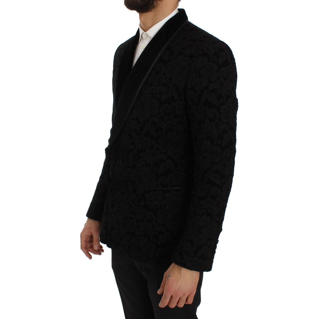 Dolce & Gabbana Elegant Slim Fit Black Silk-Blend Blazer Dolce & Gabbana