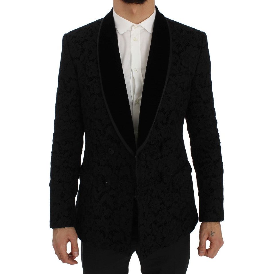 Dolce & Gabbana Elegant Slim Fit Black Silk-Blend Blazer Dolce & Gabbana