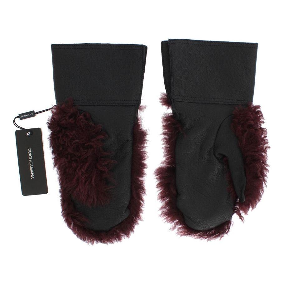 Dolce & Gabbana Elegant Black & Bordeaux Leather Gloves Dolce & Gabbana