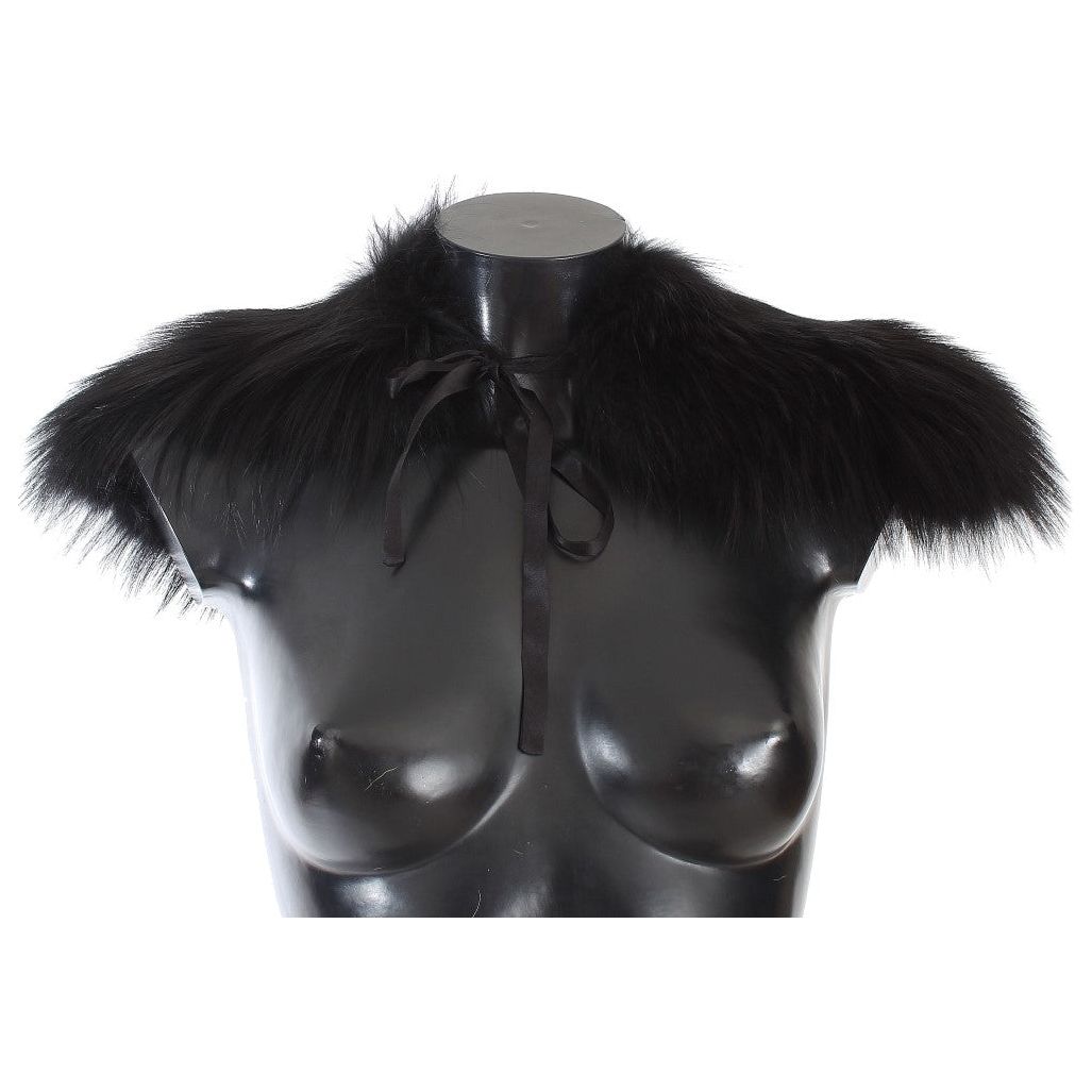 Dolce & Gabbana Black Fox Fur Chic Shoulder Wrap Fur Scarves Dolce & Gabbana