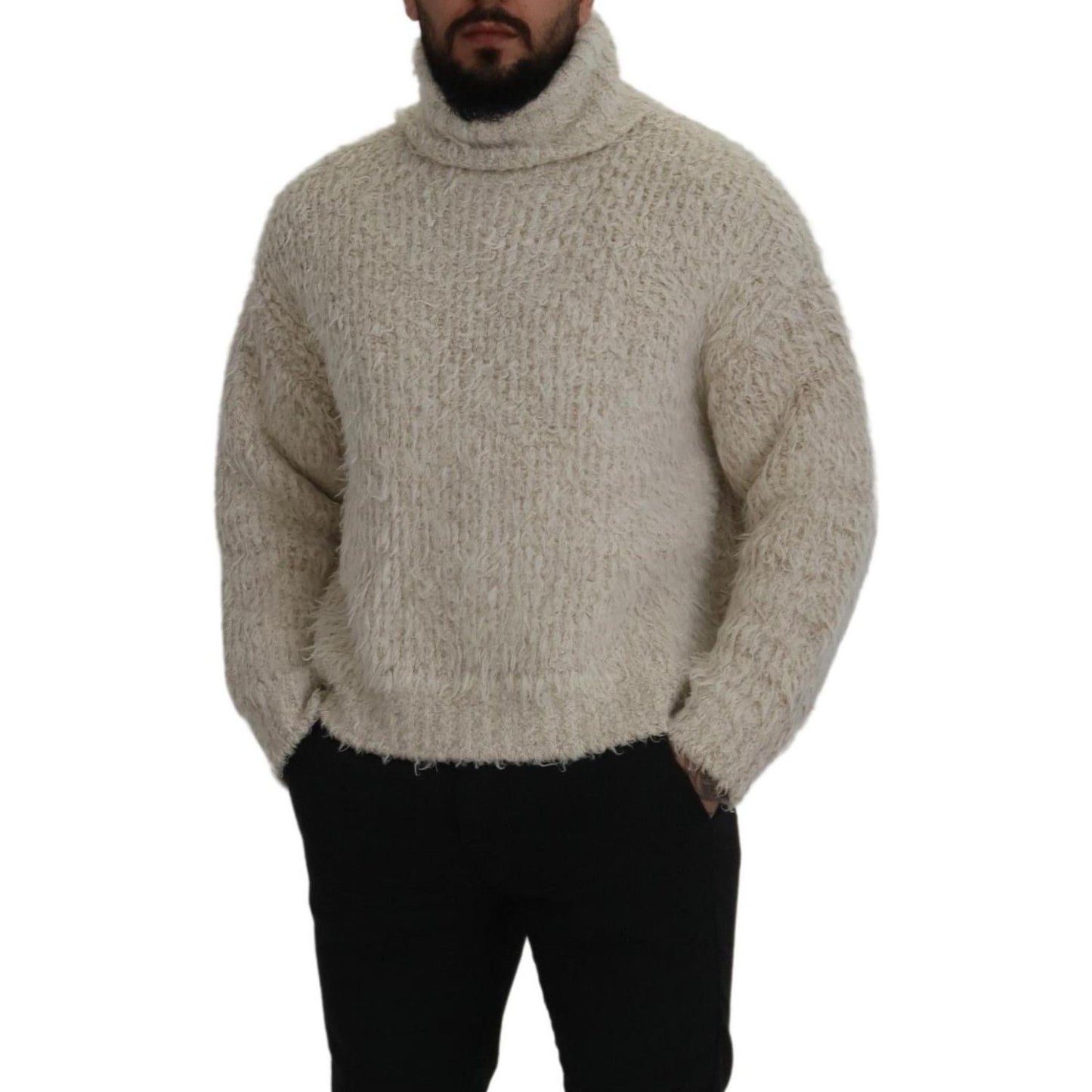 Dolce & Gabbana Elegant Cream Turtleneck Wool Blend Sweater Dolce & Gabbana