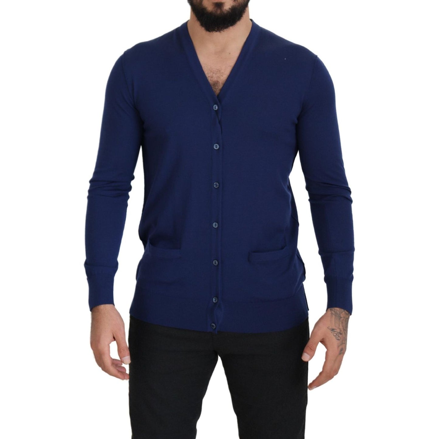 Dolce & Gabbana Elegant Virgin Wool Blue Cardigan Sweater Dolce & Gabbana