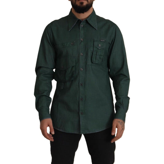 Dolce & Gabbana Emerald Elegance Slim Fit Casual Shirt Dolce & Gabbana