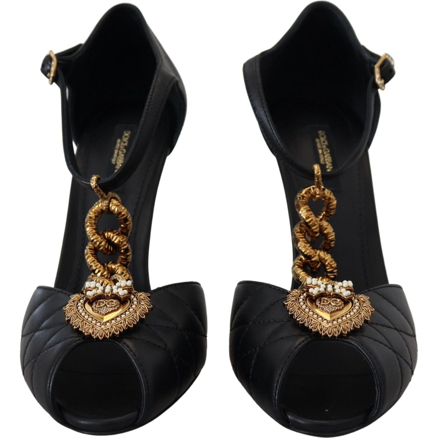 Dolce & Gabbana Elegant Gold-Embellished Leather Sandals Dolce & Gabbana