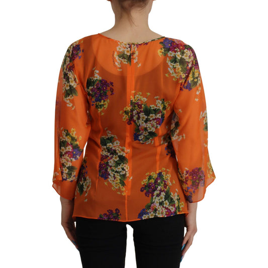 Dolce & Gabbana Elegant Floral Silk Blouse with Back Zipper Dolce & Gabbana