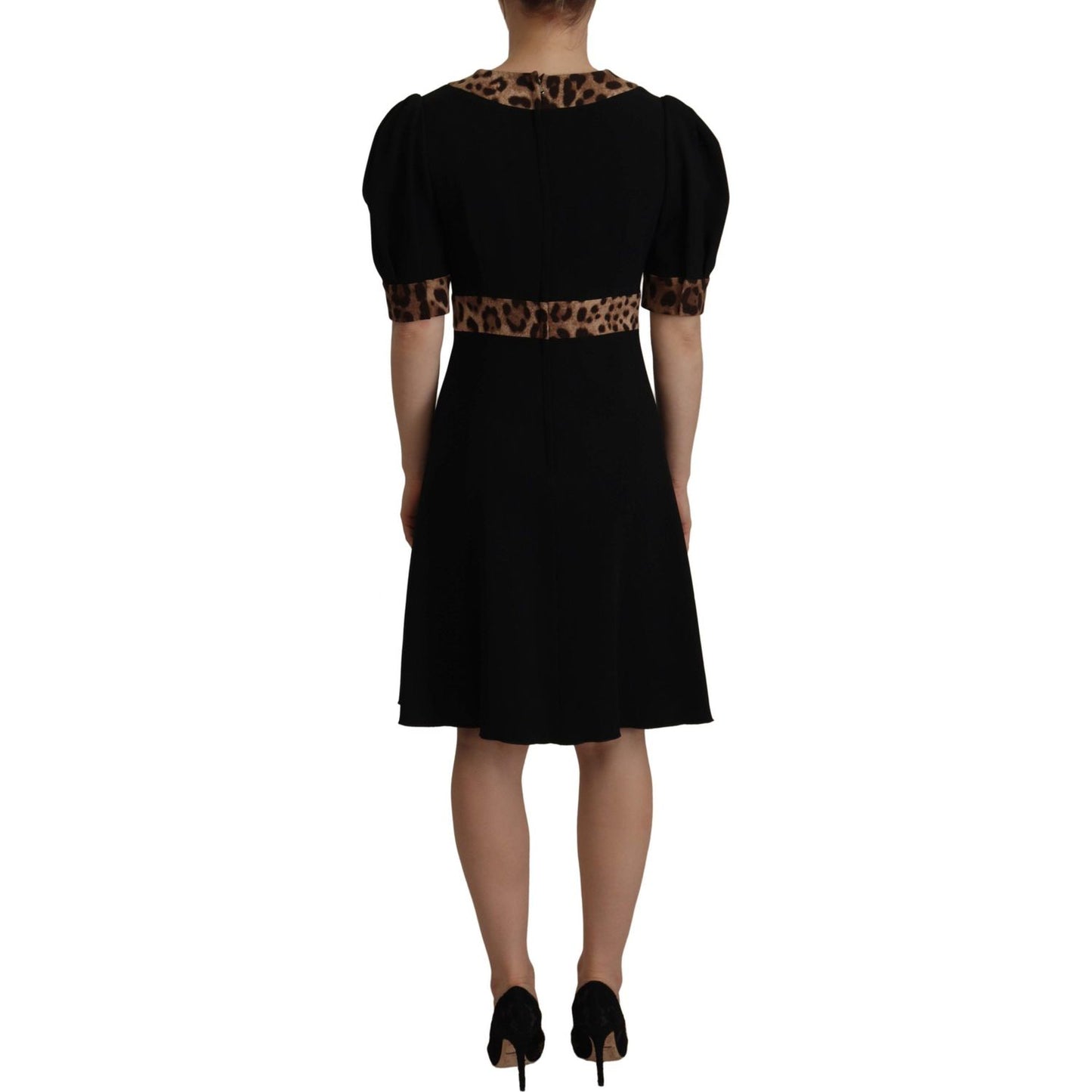 Dolce & Gabbana Elegant Black V-Neck A-Line Dress Dolce & Gabbana