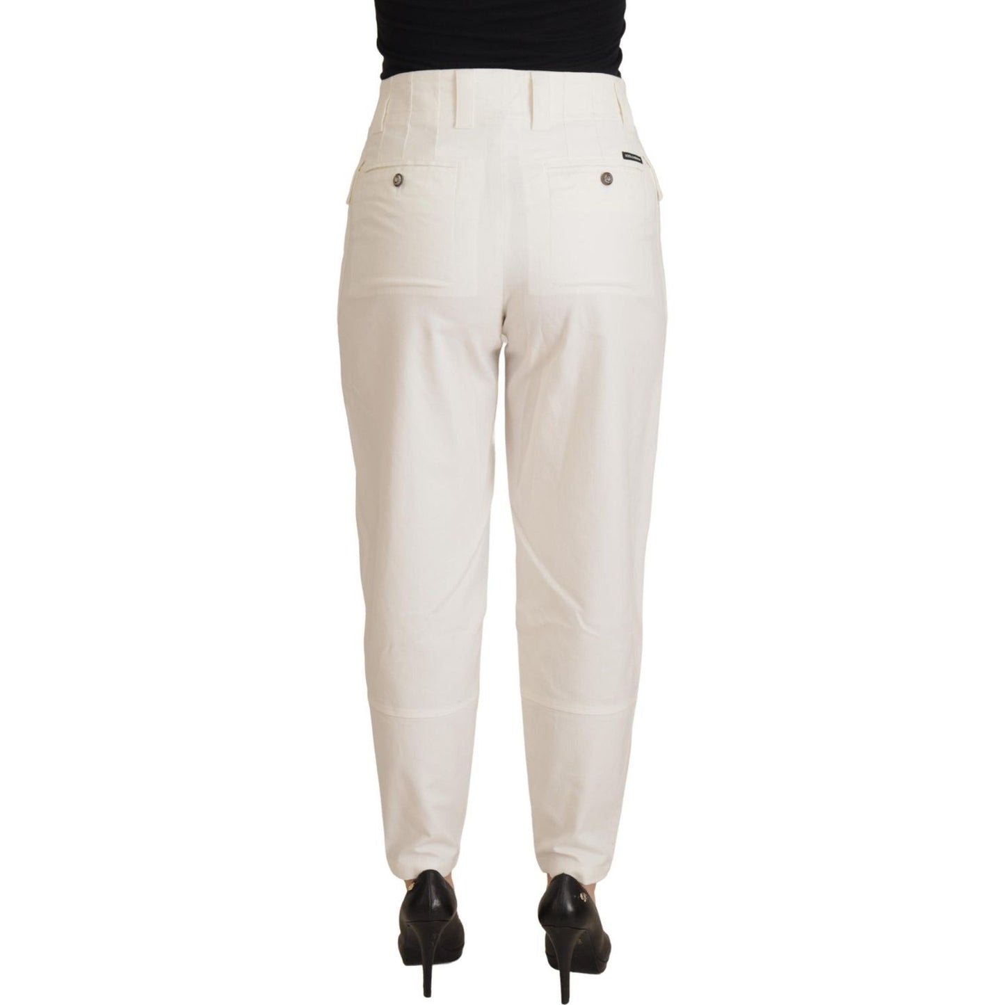 Dolce & Gabbana Elegant White High-Waist Tapered Trousers Dolce & Gabbana