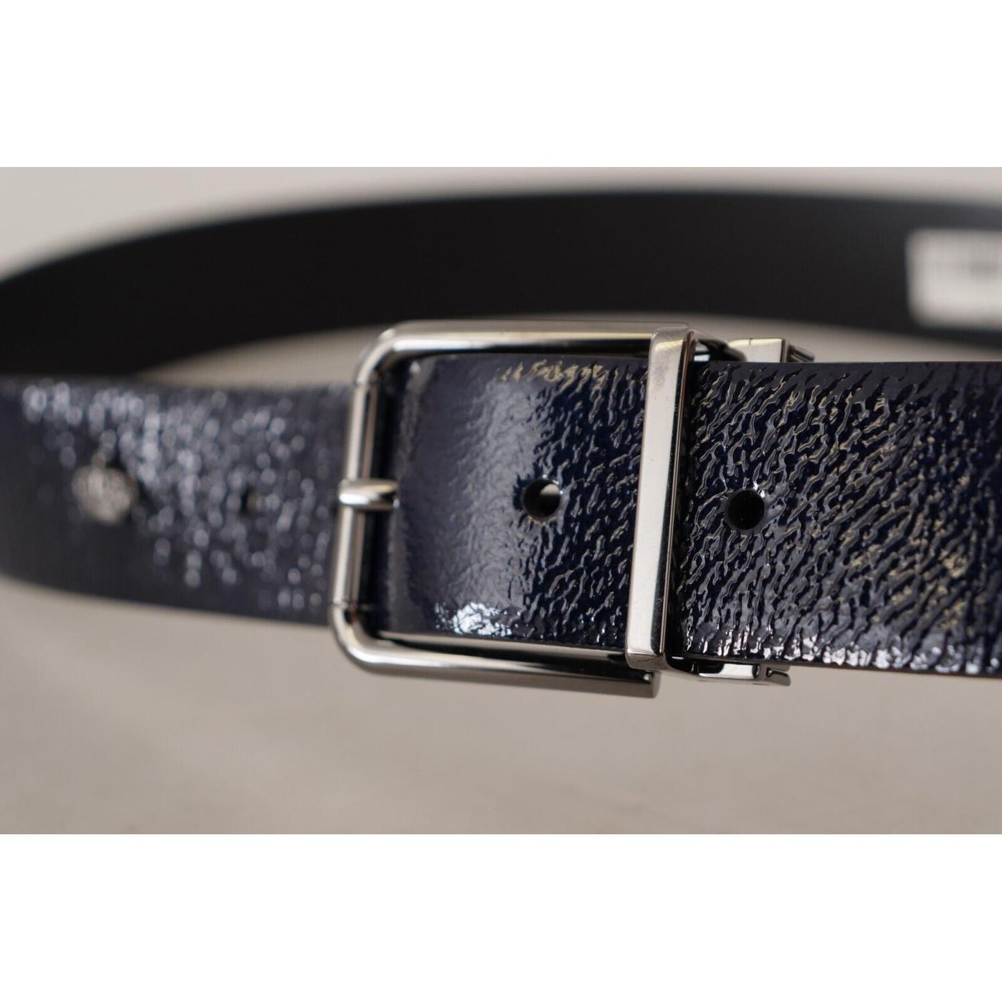 Dolce & Gabbana Elegant Blue Leather Belt with Silver Buckle Dolce & Gabbana