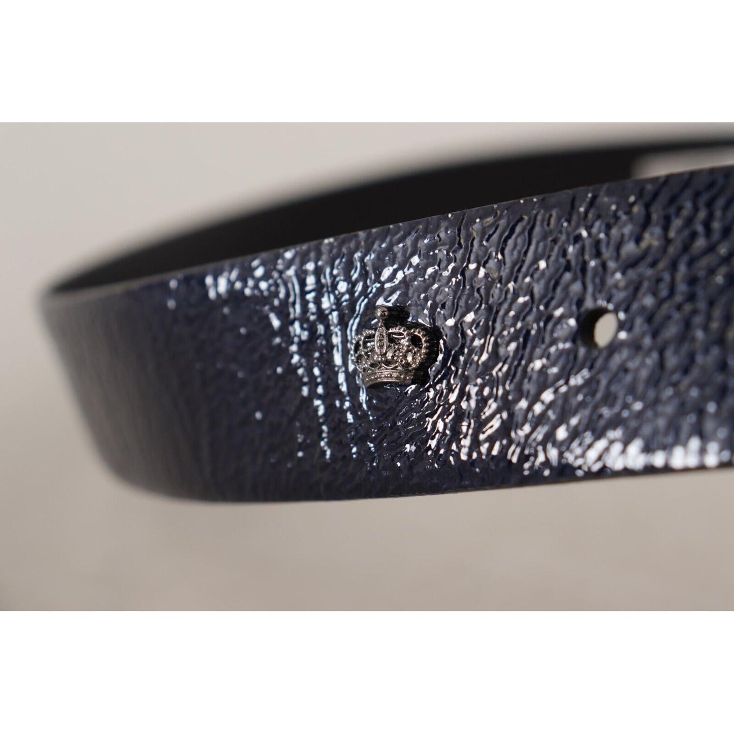 Dolce & Gabbana Elegant Blue Leather Belt with Silver Buckle Dolce & Gabbana