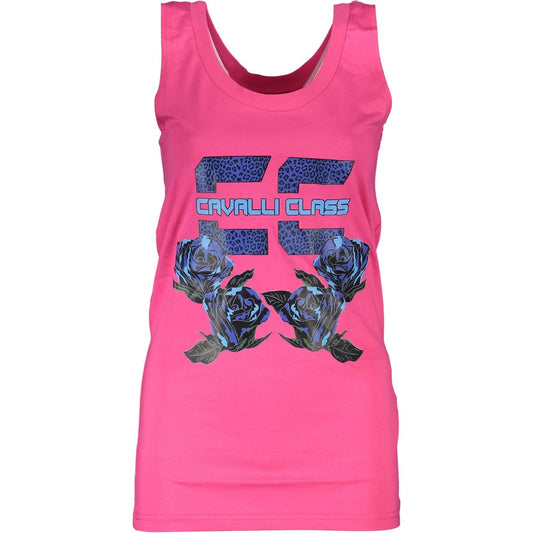 Cavalli Class Pink Cotton Women Tank Top Cavalli Class