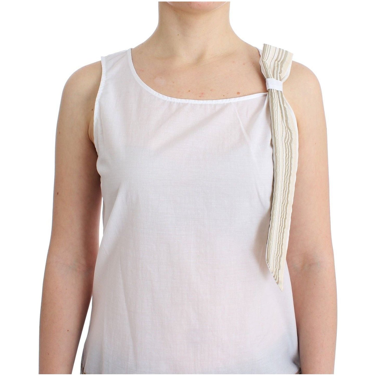 Ermanno Scervino Elegant White Bow-Detailed Sleeveless Top Ermanno Scervino