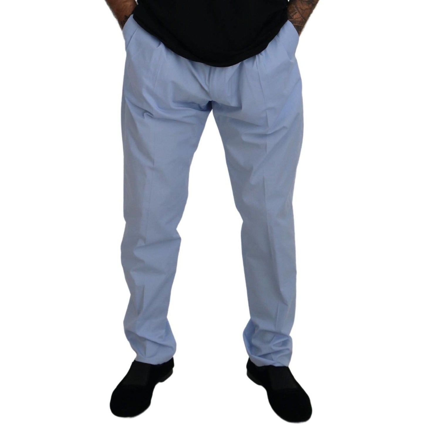 Dolce & Gabbana Elegant Slim Fit Chinos In Light Blue Dolce & Gabbana