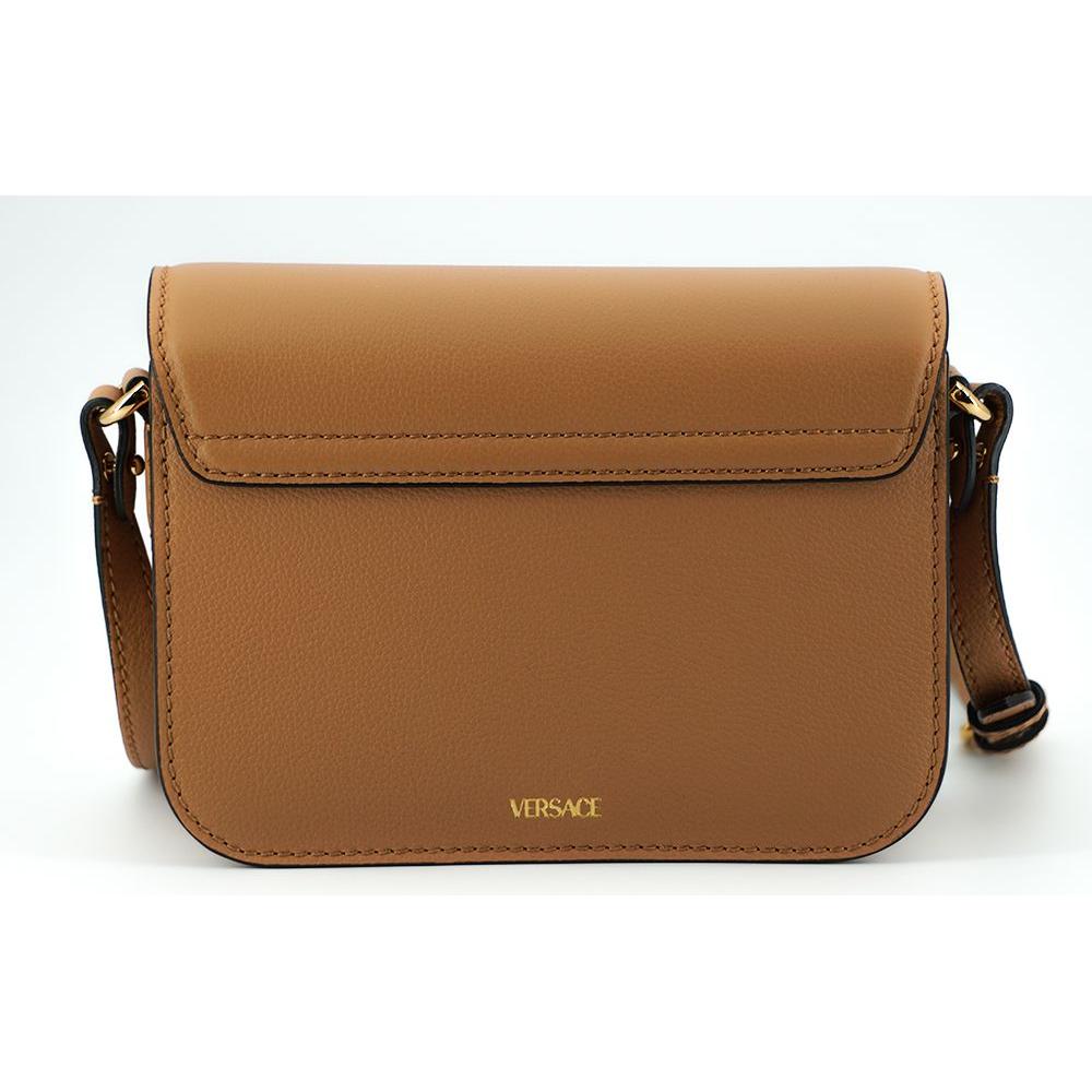 Versace Elegant Calf Leather Shoulder Bag in Brown WOMAN SHOULDER BAGS Versace