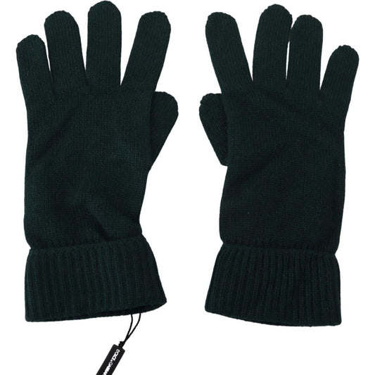 Dolce & Gabbana Elegant Cashmere Wrist Length Gloves in Dark Green Dolce & Gabbana