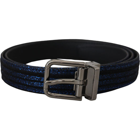 Dolce & Gabbana Elegant Blue Jacquard Leather Belt Dolce & Gabbana