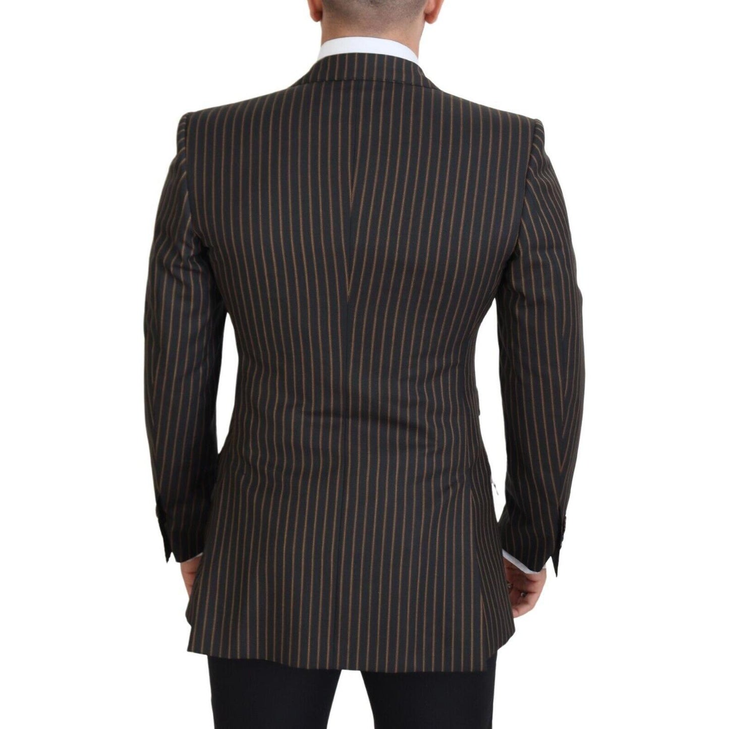 Dolce & Gabbana Elegant Striped Wool Blend Slim Blazer Dolce & Gabbana