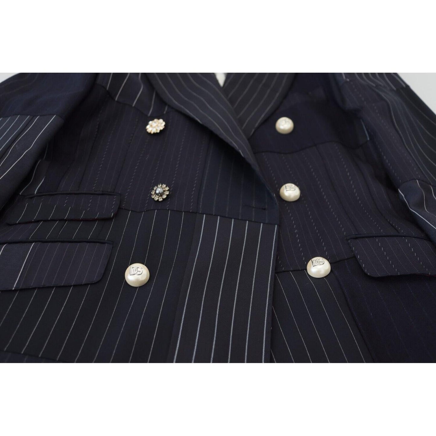 Dolce & Gabbana Navy Blue Double Breasted Slim Fit Blazer Dolce & Gabbana