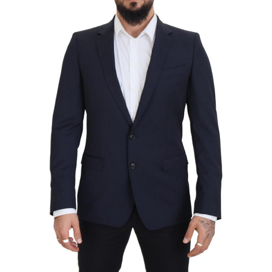 Dolce & Gabbana Elegant Dark Blue Slim Fit Wool Blazer Dolce & Gabbana