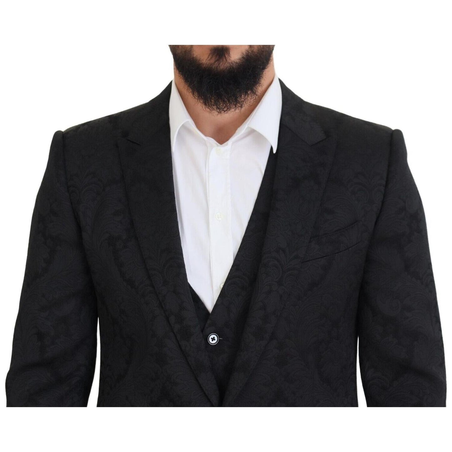 Dolce & Gabbana Elegant Black Martini Suit Jacket & Vest Ensemble Dolce & Gabbana