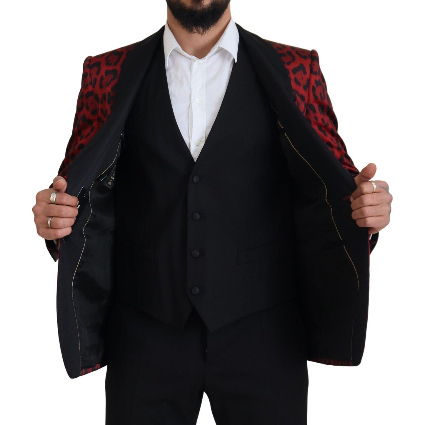 Dolce & Gabbana Radiant Red Leopard Print Three Piece Suit Dolce & Gabbana