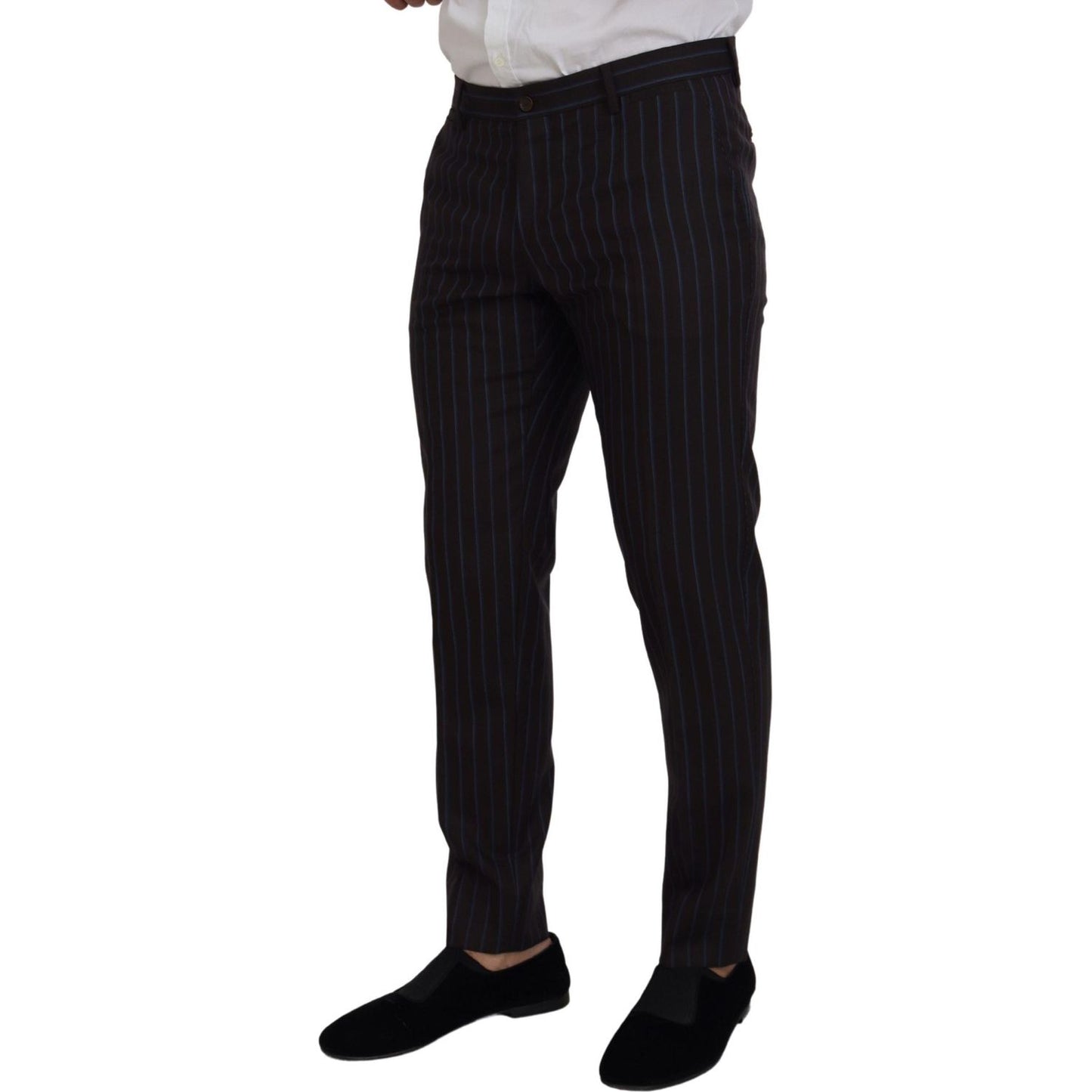 Dolce & Gabbana Elegant Black Striped Virgin Wool Suit Dolce & Gabbana