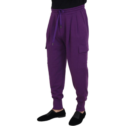 Dolce & Gabbana Elegant Purple Cotton Cargo Sweatpants Dolce & Gabbana